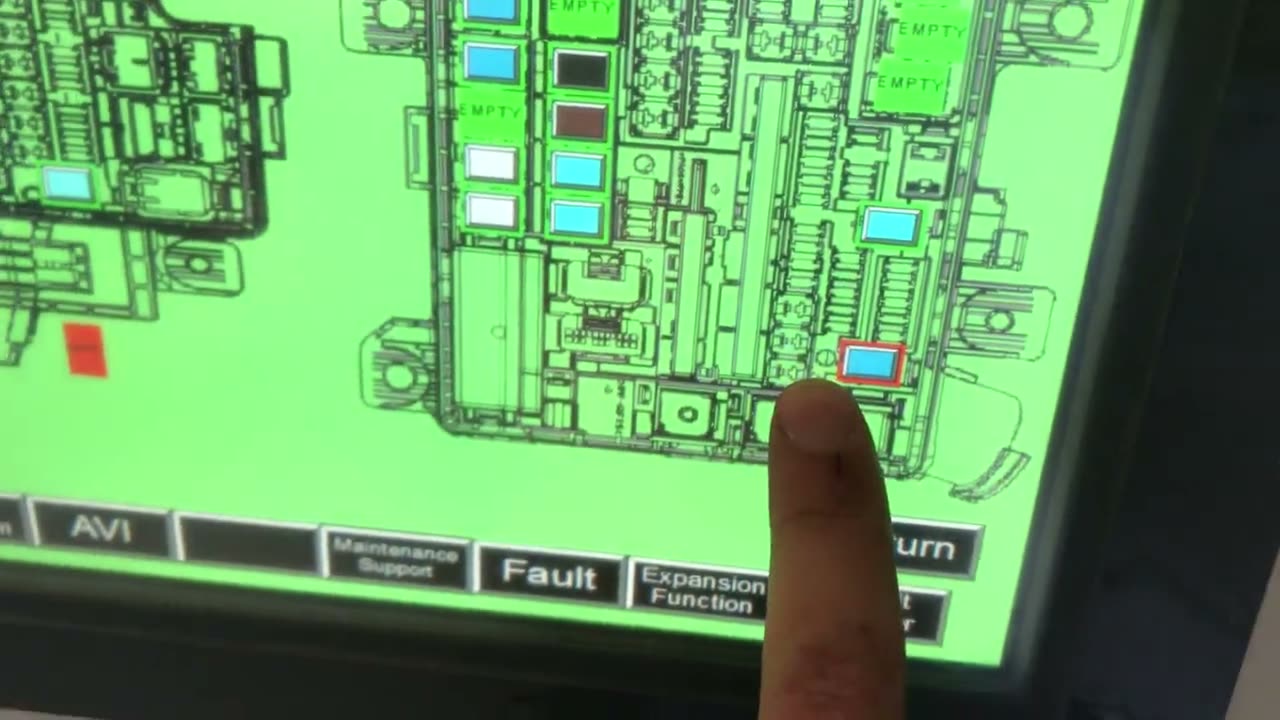 Relay press cell running its cycle, confirming and pressing each relay