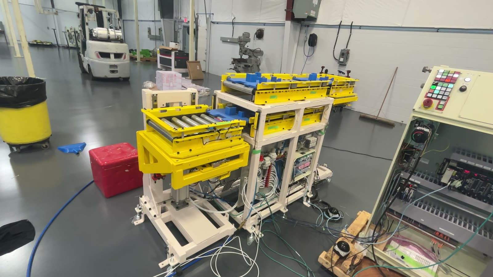 AGV conveyor system cycling during in-house testing at PH Engineering